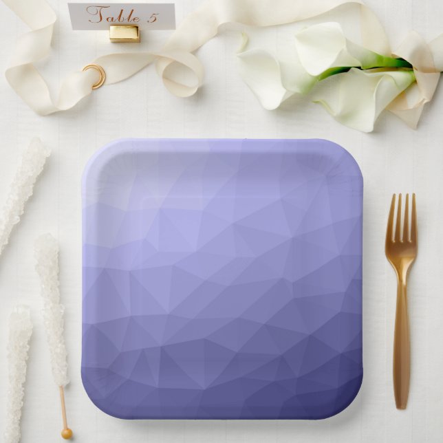 Purple violet  blue mesh ombre geometric pattern paper plates (Wedding)