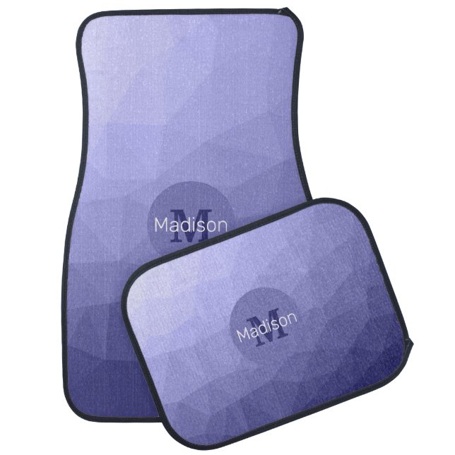 Purple violet  blue mesh ombre pattern Monogram Car Floor Mat (Set)