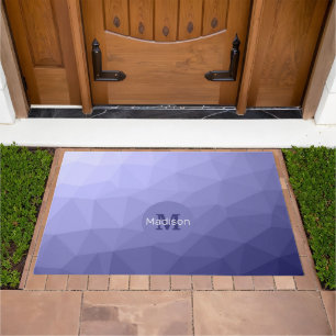 Purple violet blue mesh ombre pattern Monogram Doormat