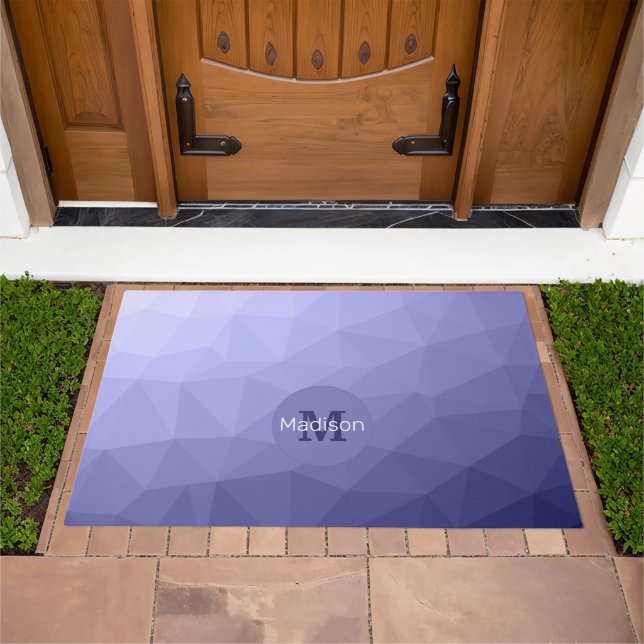 Purple violet  blue mesh ombre pattern Monogram Doormat (Outdoor)