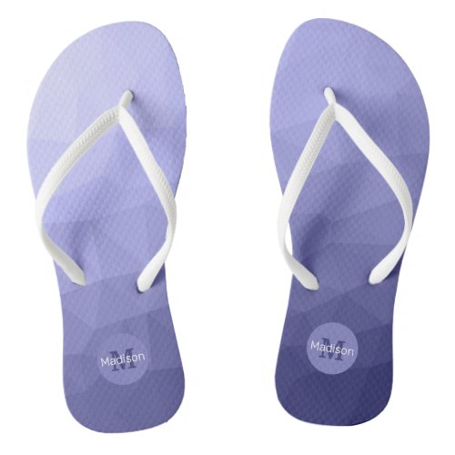 Purple violet  blue mesh ombre pattern Monogram Flip Flops