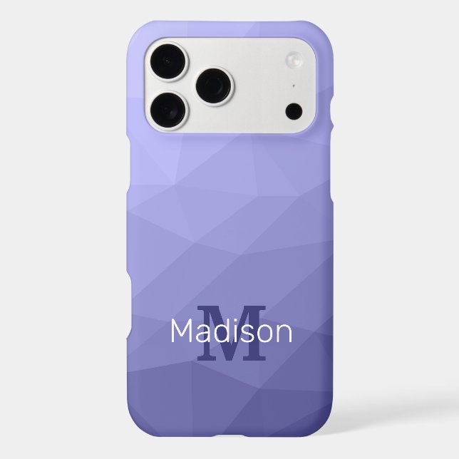 Purple violet  blue mesh ombre pattern Monogram iPhone Case (Back)