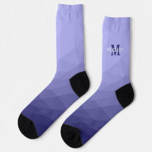 Purple violet blue mesh ombre pattern Monogram Socks