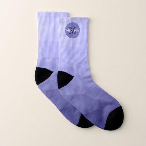 Purple violet  blue mesh ombre pattern Monogram Socks