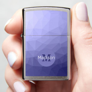 Purple violet blue mesh ombre pattern Monogram Zippo Lighter