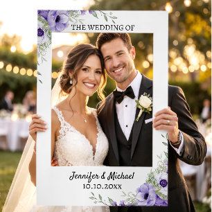 Purple Violet Botanical Wedding Photo Booth Selfie Frame