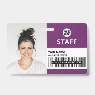 Purple Violet Business Photo Staff ID Badge