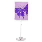 Purple Violet Butterfly Sparkly Glitter Fun Girly Table Lamp (Back)