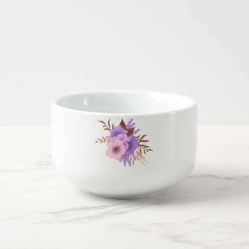 Purple Violet Captivating Flower Design   Soup Mug