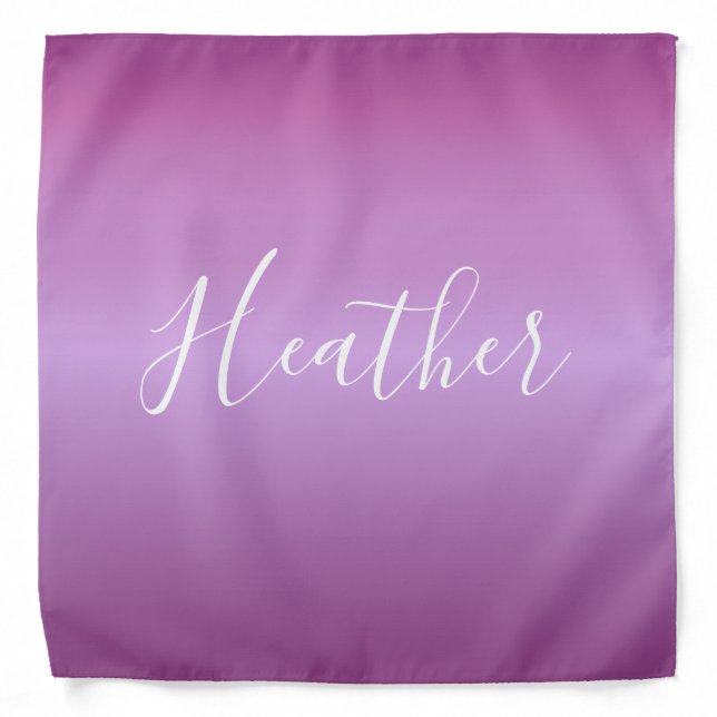 Purple Violet & Custom White Script Bandana (Front)