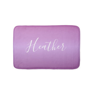 Purple Violet & Custom White Script Bath Mat