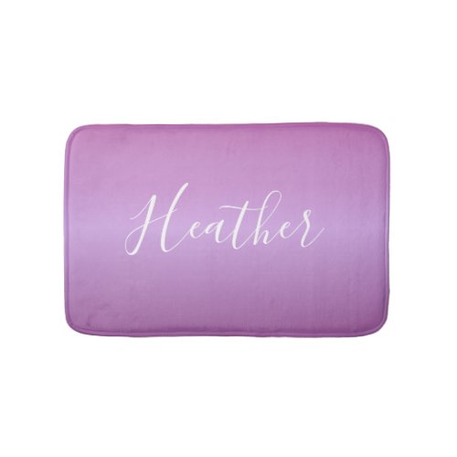 Purple Violet  Custom White Script Bath Mat