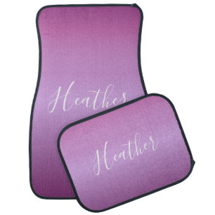 Purple Violet & Custom White Script Car Floor Mat