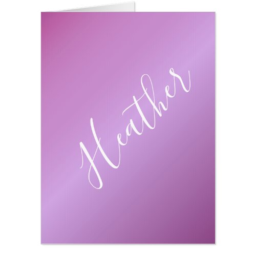 Purple Violet  Custom White Script Card