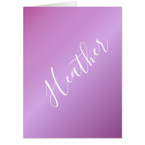 Purple Violet  Custom White Script Card