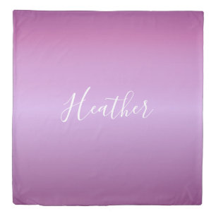 Purple Violet & Custom White Script Duvet Cover