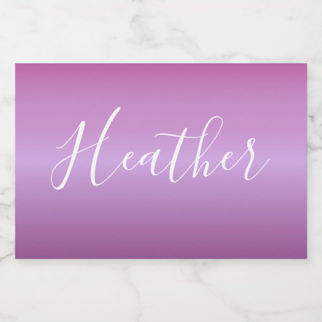 Purple Violet & Custom White Script Food Label (Single Label)