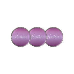 Purple Violet & Custom White Script Golf Ball Marker