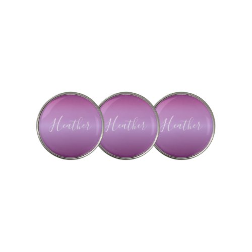 Purple Violet  Custom White Script Golf Ball Marker