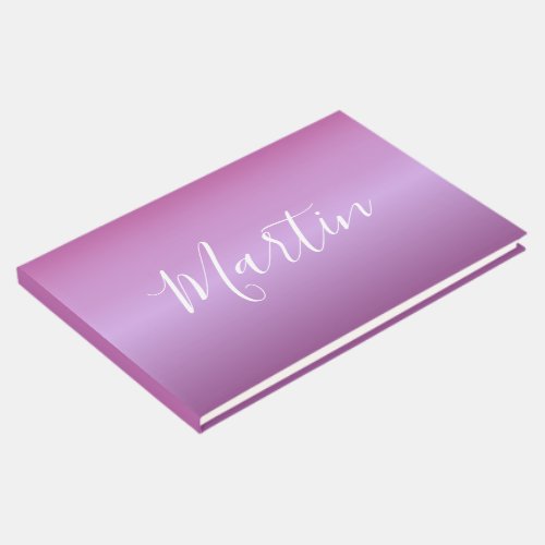 Purple Violet  Custom White Script Guest Book