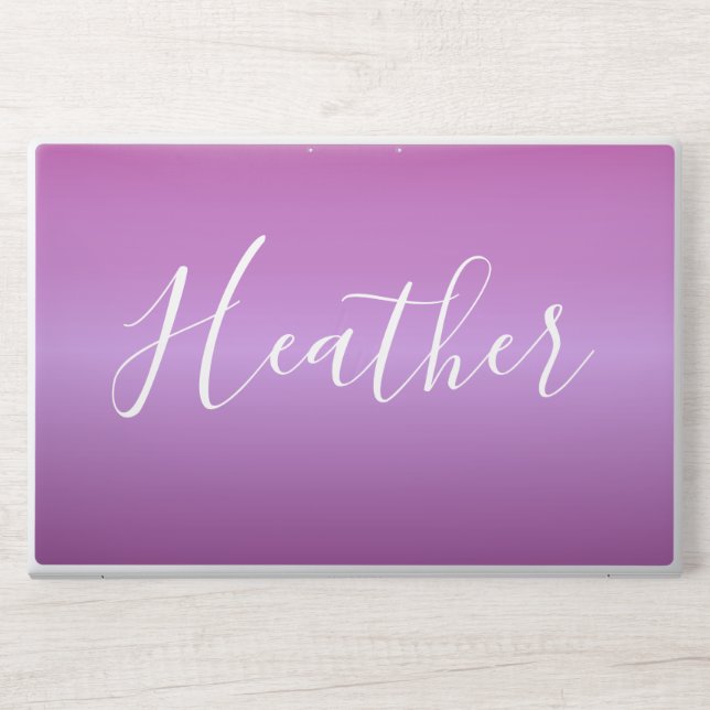 Purple Violet & Custom White Script HP Laptop Skin (Front)