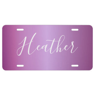 Purple Violet & Custom White Script License Plate