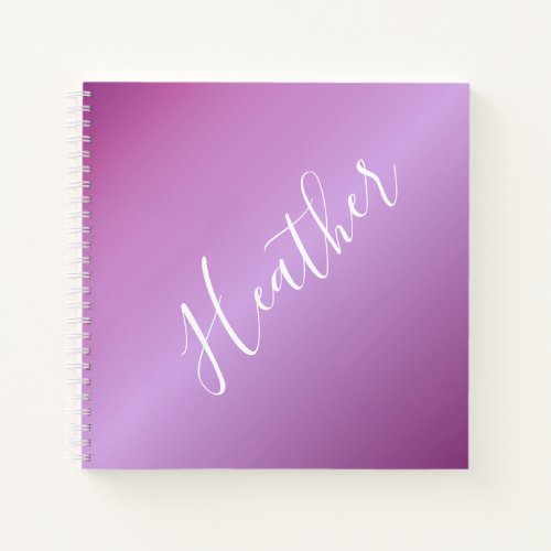 Purple Violet  Custom White Script Notebook