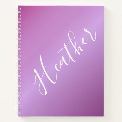 Purple Violet  Custom White Script Notebook