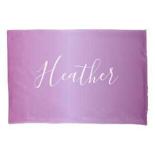 Purple Violet & Custom White Script Pillow Case