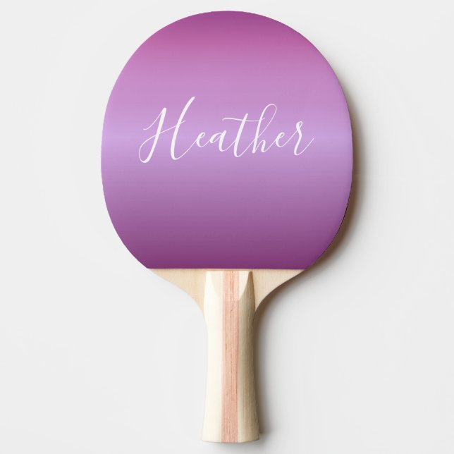 Purple Violet & Custom White Script Ping Pong Paddle (Front)