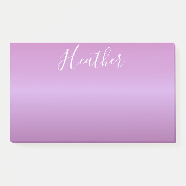 Purple Violet & Custom White Script Post-it Notes (Front)