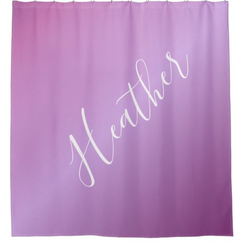 Purple Violet  Custom White Script Shower Curtain
