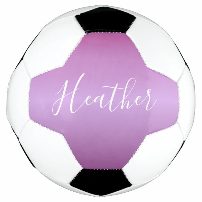 Purple Violet & Custom White Script Soccer Ball (Front)