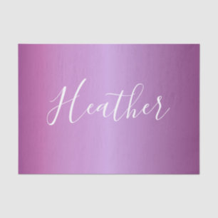 Purple Violet & Custom White Script Tissue Paper