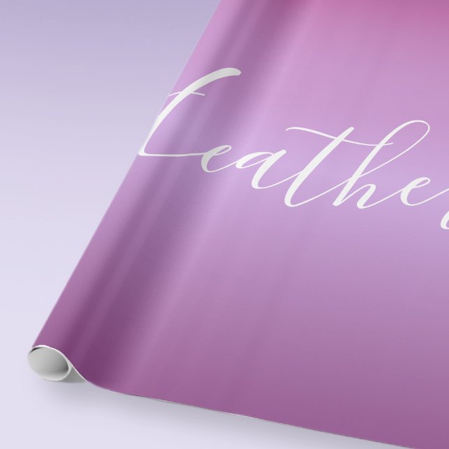 Purple Violet & Custom White Script Wrapping Paper (Creator Uploaded)