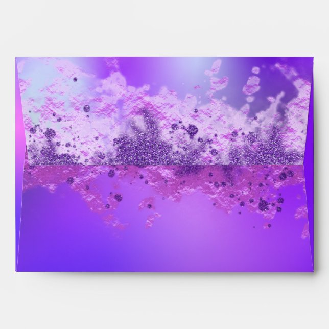 Purple Violet Fancy Stylish Modern Glitter Custom Envelope (Back (Top Flap))