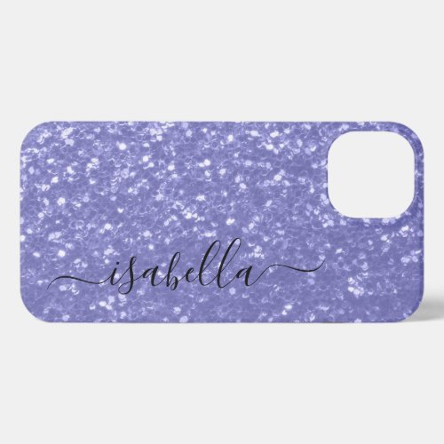 Purple violet faux sparkles glitter Your name iPhone 13 Case