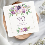 Purple | Violet Floral 90th Birthday Napkins<br><div class="desc">Introducing the perfect party decor for your next birthday celebration! These charming napkins feature a beautiful design with a border of blooming, purple and violet flowers. They exude elegance and are sure to impress your guests. Additionally, they can be personalized, allowing you to add a unique touch to your special...</div>
