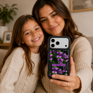 Purple Violet Floral Custom Name Mosaic  iPhone 17 Pro Max Case