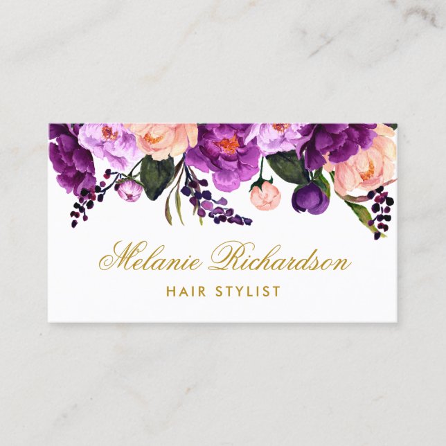 Purple Violet Floral Hair Stylist Appointment G (Front)
