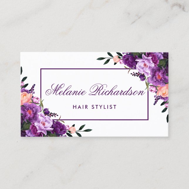 Purple Violet Floral Hair Stylist Appointment P (Front)
