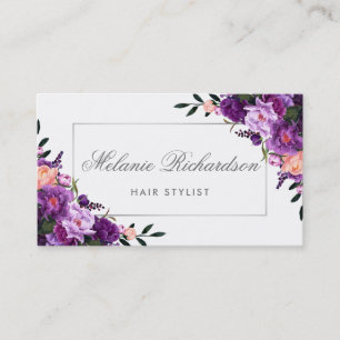 Purple Violet Floral Hair Stylist Appointment S Card