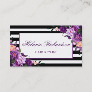 Purple Violet Floral Hair Stylist Appointment SP Card
