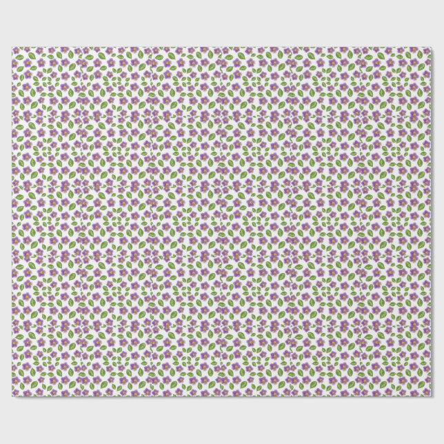 Purple Violet Floral Pattern Canvas  – Art Wrapping Paper (Flat)