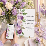 Purple violet florals birthday invitation<br><div class="desc">Celebrate a special milestone with this elegant floral birthday invitation 💜 This beautiful design features soft watercolor flowers in shades of lavender, purple and green, creating a timeless and feminine look that is perfect for a stylish celebration. The delicate floral arrangement adds a touch of romance and sophistication, making it...</div>