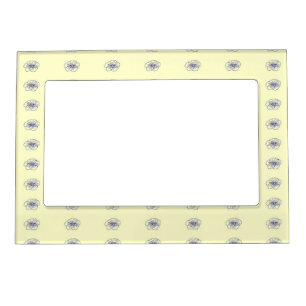 Purple violet flower drawing pattern on yellow  magnetic frame