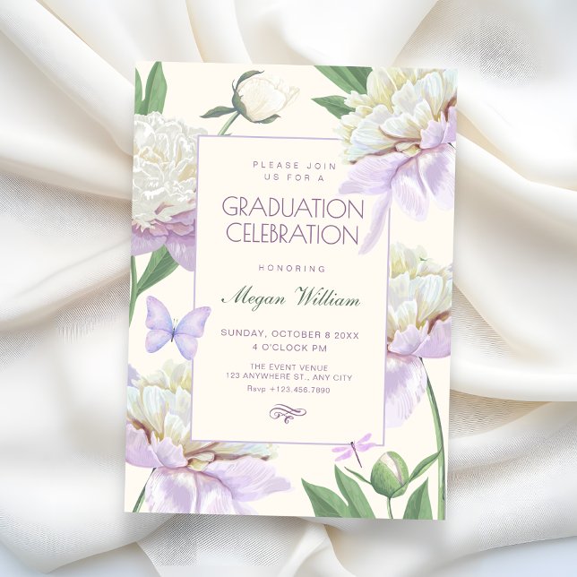 Purple violet Flower garden graduation Invitation (Creator Uploaded)