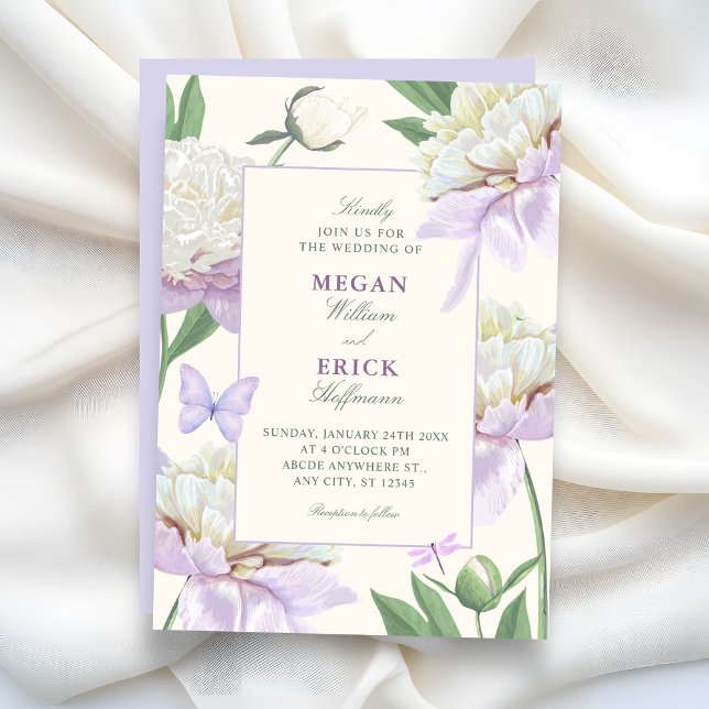 Purple violet Flower garden wedding Invitation (Creator Uploaded)