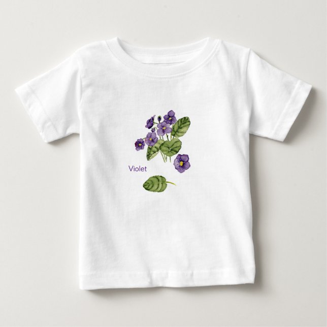 Purple violet flower watercolor T-Shirt (Front)