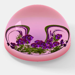 Purple Violet Flowers Abstract Art Paperweight